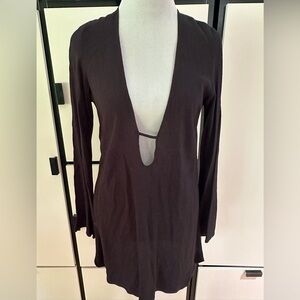 Reformation Black Deep V-Neck Tunic